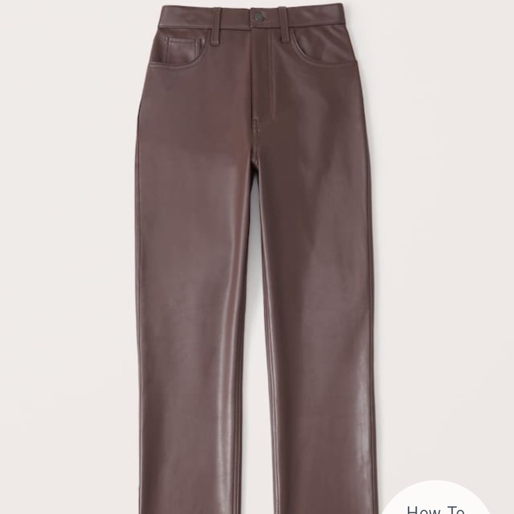 Abercrombie 90s straight leg brown leather pants